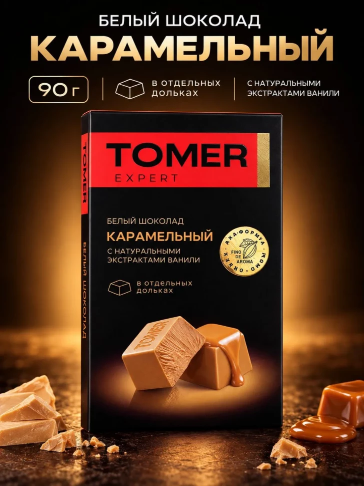  Фабрика Томер  Белый шоколад КАРАМЕЛЬНЫЙ, 90г  в Раменском